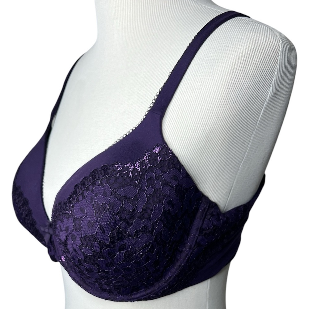 Victoria’s Secret Bra Lace 36DD Purple Lace Lined Underwire Convertible Romantic